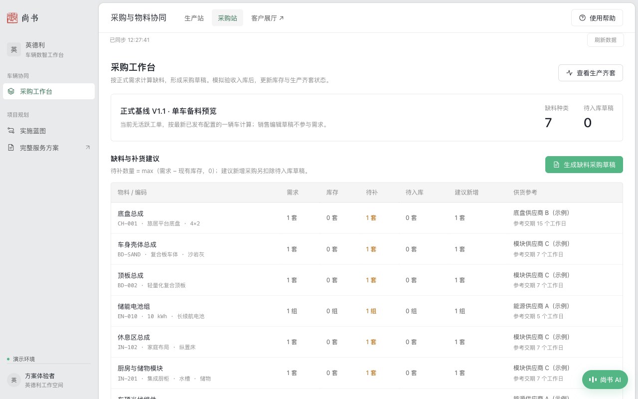 采购工作台页面预览